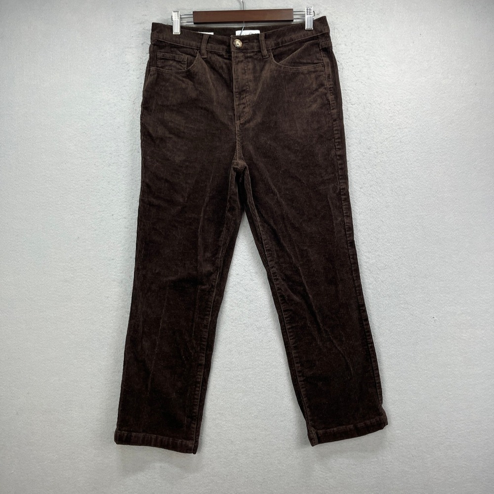LOFT Corduroy Pants Womens 8 Brown The Straight High Rise Stretch Casual Preppy